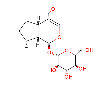 Molecular Structure of 72963-55-4 ((1S)-1-(β-D-Glucopyranosyloxy)-1,4aα,5,6,7,7aα-hexahydro-7β-methylcyclopenta[c]pyran-4-carbaldehyde)