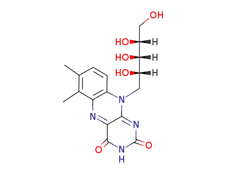 Molecular Structure of 5984-80-5 (1-deoxy-1-(6,7-dimethyl-2,4-dioxo-3,4-dihydrobenzo[g]pteridin-10(2H)-yl)pentitol)