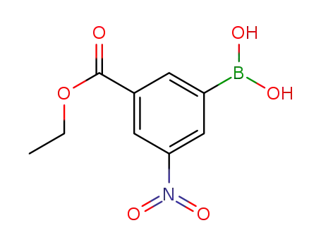 Molecular Structure of 850568-37-5 ((3-ETHOXYCARBONYL-5-NITROPHENYL)BORONIC ACID)