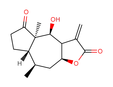 Molecular Structure of 35412-73-8 ((3aS,4S,4aR,7aS,8R,9aR)-4-hydroxy-4a,8-dimethyl-3-methylidenedecahydroazuleno[6,5-b]furan-2,5-dione)