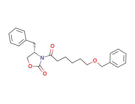 Molecular Structure of 143761-23-3 (2-Oxazolidinone, 3-[1-oxo-6-(phenylmethoxy)hexyl]-4-(phenylmethyl)-,
(4S)-)
