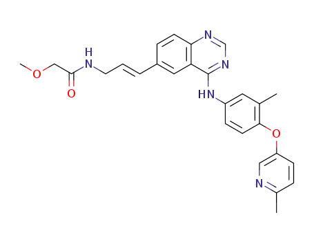Molecular Structure of 383432-38-0 (2-Methoxy-N-[(2E)-3-[4-[[3-methyl-4-[(6-methyl-3-pyridinyl)oxy]phenyl]amino]-6-quinazolinyl]-2-propen-1-yl]acetamide)