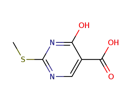 Molecular Structure of 397308-78-0 (4-Hydroxy-2-(methylthio)pyrimidine-5-carboxylic acid)