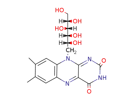 Molecular Structure of 303-60-6 (1-deoxy-1-(7,8-dimethyl-2,4-dioxo-3,4-dihydrobenzo[g]pteridin-10(2H)-yl)hexitol)