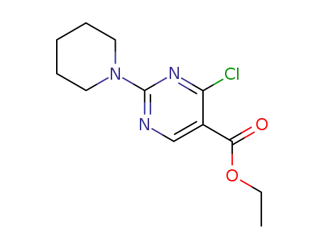 Molecular Structure of 34750-24-8 (ETHYL 4-CHLORO-2-(PIPERIDIN-1-YL)PYRIMIDINE-5-CARBOXYLATE)