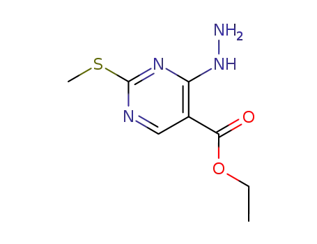 Molecular Structure of 117147-06-5 (ethyl 4-hydrazinyl-2-(methylsulfanyl)pyrimidine-5-carboxylate)