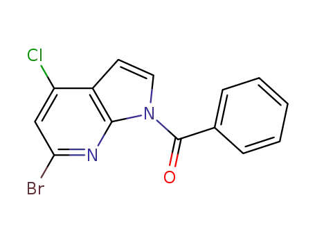 Molecular Structure of 1171896-08-4 (Methanone, (6-bromo-4-chloro-1H-pyrrolo[2,3-b]pyridin-1-yl)phenyl-)