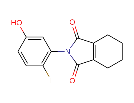 Molecular Structure of 97936-90-8 (1H-Isoindole-1,3(2H)-dione,
2-(2-fluoro-5-hydroxyphenyl)-4,5,6,7-tetrahydro-)