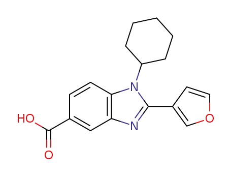 Molecular Structure of 390811-95-7 (1-CYCLOHEXYL-2-(3-FURANYL)-1H-BENZIMIDAZOLE-5-CARBOXYLIC ACID)
