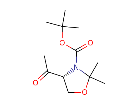 Molecular Structure of 167102-63-8 (3-Oxazolidinecarboxylic acid, 4-acetyl-2,2-dimethyl-, 1,1-dimethylethyl
ester, (4R)-)