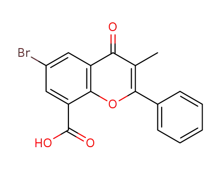 Molecular Structure of 91830-42-1 (6-bromo-3-methyl-4-oxo-2-phenyl-4H-1-benzopyran-8-carboxylic acid)