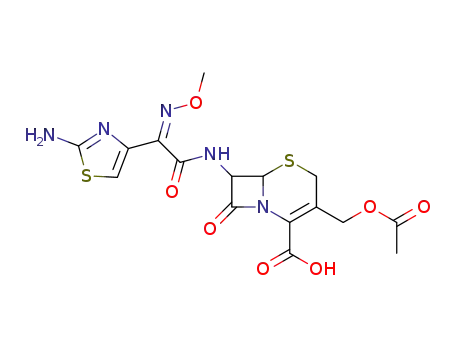 Molecular Structure of 63527-53-7 (3-[(acetyloxy)methyl]-7-{[(2Z)-2-(2-amino-1,3-thiazol-4-yl)-2-(methoxyimino)acetyl]amino}-8-oxo-5-thia-1-azabicyclo[4.2.0]oct-2-ene-2-carboxylic acid)