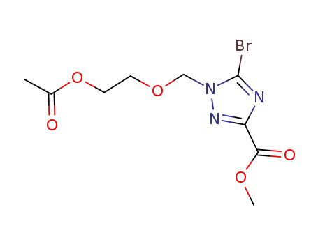 Molecular Structure of 934281-62-6 (methyl 1-((2-acetoxyethoxy)methyl)-5-bromo-1H-1,2,4-triazole-3-carboxylate)