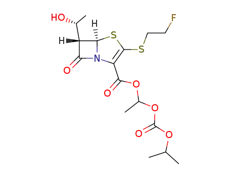 (5R,6S)-3-(2-Fluoro-ethylsulfanyl)-6-((R)-1-hydroxy-ethyl)-7-oxo-4-thia-1-aza-bicyclo[3.2.0]hept-2-ene-2-carboxylic acid 1-isopropoxycarbonyloxy-ethyl ester