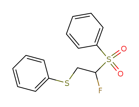 Molecular Structure of 114969-04-9 (Benzene, [[2-fluoro-2-(phenylsulfonyl)ethyl]thio]-)