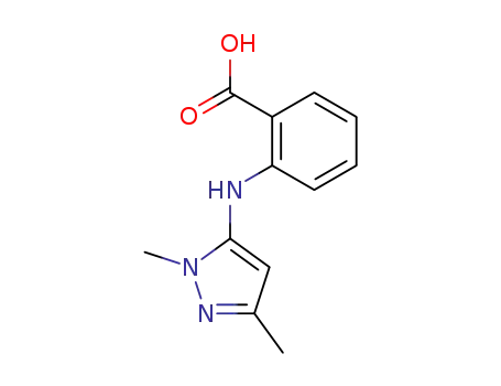 Molecular Structure of 34798-68-0 (2-[(1,3-dimethyl-1H-pyrazol-5-yl)amino]Benzoic acid)