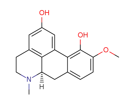 Molecular Structure of 478-53-5 ((6aR)-5,6,6a,7-Tetrahydro-10-methoxy-6-methyl-4H-dibenzo[de,g]quinoline-2,11-diol)