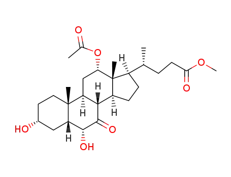 Molecular Structure of 133181-56-3 (12-(Acetyloxy)-3,6-dihydroxy-7-oxocholan-24-oic acid methyl ester)