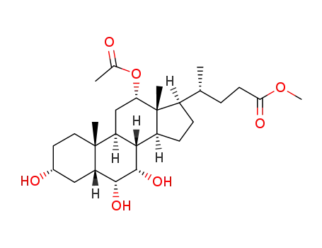 Molecular Structure of 133181-57-4 (12-(Acetyloxy)-3,6,7-trihydroxycholan-24-oic acid methyl ester)