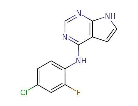 Molecular Structure of 865364-20-1 ((4-chloro-2-fluoro-phenyl)-(7<i>H</i>-pyrrolo[2,3-<i>d</i>]pyrimidin-4-yl)-amine)