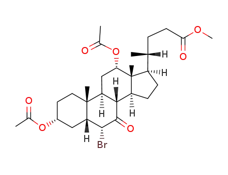 Molecular Structure of 10452-63-8 ((3alpha,5beta,6alpha,12alpha)-3,12-Bis(acetyloxy)-6-bromo-7-oxocholan-24-oic acid methyl ester)
