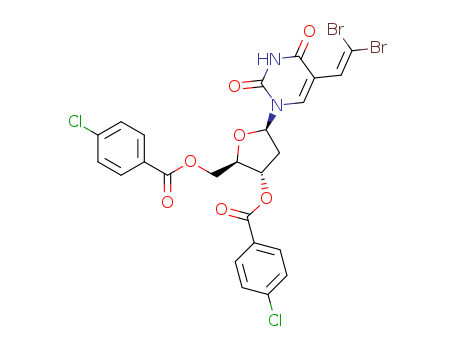 110326-07-3,3',5'-di-O-(4-chlorobenzoyl)-5-(2-dibromovinyl)-2'-deoxyuridine,3’,5’-di-O-(4-chlorobenzoyl)-5-(2-dibromovinyl)-2’-deoxyuridine