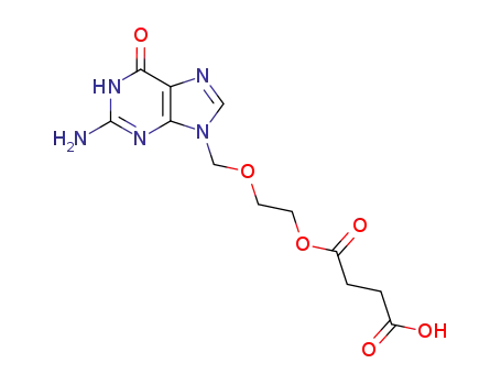 Molecular Structure of 59298-42-9 (Butanedioic acid,
mono[2-[(2-amino-1,6-dihydro-6-oxo-9H-purin-9-yl)methoxy]ethyl] ester)