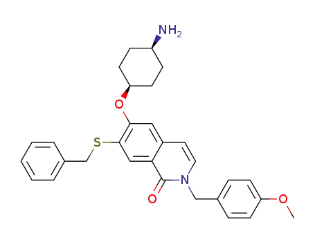 Molecular Structure of 923022-83-7 (6-(4-amino-cis-cyclohexyloxy)-7-benzylsulfanyl-2-(4-methoxy-benzyl)-2H-isoquinolin-1-one)