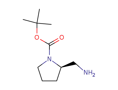 Molecular Structure of 259537-92-3 ((R)-2-(Aminomethyl)-1-N-Boc-pyyrolidine)