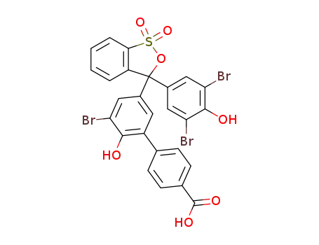 Molecular Structure of 591771-44-7 (3'-bromo-5'-[3-(3,5-dibromo-4-hydroxy-phenyl)-1,1-dioxo-1,3-dihydro-1λ<sup>6</sup>-benzo[<i>c</i>][1,2]oxathiol-3-yl]-2'-hydroxy-biphenyl-4-carboxylic acid)