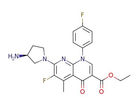7-((S)-3-Amino-pyrrolidin-1-yl)-6-fluoro-1-(4-fluoro-phenyl)-5-methyl-4-oxo-1,4-dihydro-[1,8]naphthyridine-3-carboxylic acid ethyl ester