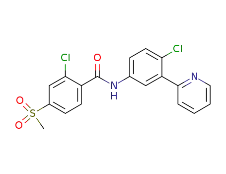 Molecular Structure of 879085-55-9 (2-Chloro-N-[4-chloro-3-(2-pyridinyl)phenyl]-4-(methylsulfonyl)benzamide)