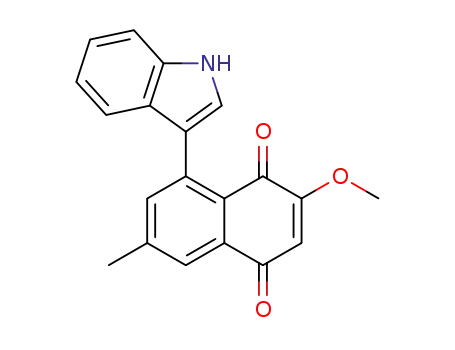Molecular Structure of 128508-22-5 (1,4-Naphthalenedione,8-(1H-indol-3-yl)-2-methoxy-6-methyl-)
