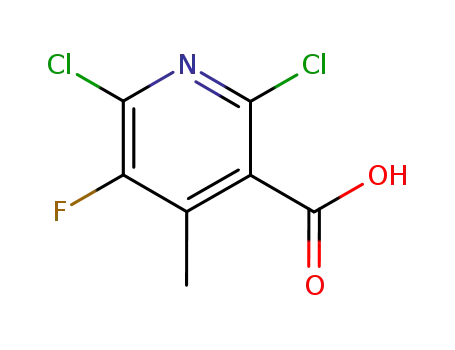Molecular Structure of 132195-42-7 (2,6-Dichloro-5-fluoro-4-methylpyridine-3-carboxylic acid)