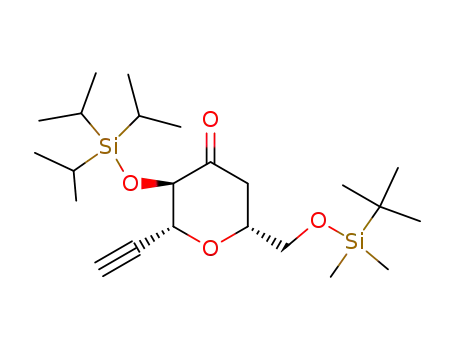 Molecular Structure of 310398-06-2 ((6R)-(t-butyldimethylsilanyloxymethyl)-(2R)-ethynyl-(3R)-(triisopropylsilanyloxy)-tetrahydropyran-4-one)