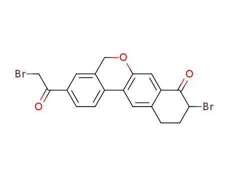Molecular Structure of 1438383-89-1 (9-Bromo-3-(2-Bromo Acetyl)-10,11-Dihydro-5H-dibenzo(c,g) Chromen-8(9H)-one)