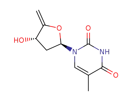 Molecular Structure of 28034-72-2 (Thymidine, 4',5'-didehydro-5'-deoxy-)