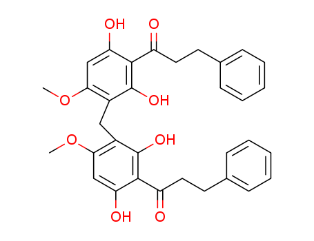 Molecular Structure of 155023-56-6 (1-Propanone,1,1'-[methylenebis(2,6-dihydroxy-4-methoxy-3,1-phenylene)]bis[3-phenyl- (9CI))