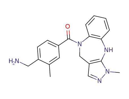 Molecular Structure of 479234-64-5 ((4-(aminomethyl)-3-methylphenyl)(1-methyl-3a,4,10,10a-tetrahydrobenzo[b]pyrazolo[3,4-e][1,4]diazepin-5(1H)-yl)methanone)