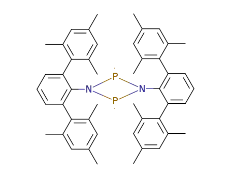 Molecular Structure of 1338063-88-9 (2,4-bis[2,6-bis(2,4,6-trimethylphenyl)phenyl]-1,3-diphospha-2,4-diazacyclobutane)