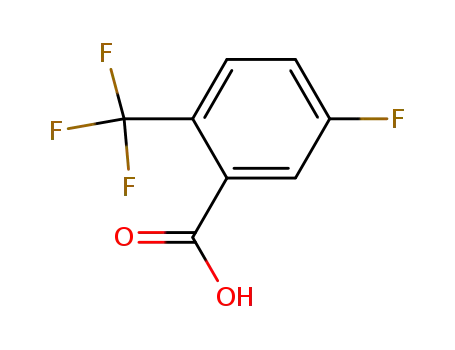 Molecular Structure of 654-99-9 (5-FLUORO-2-(TRIFLUOROMETHYL)BENZOIC ACID)