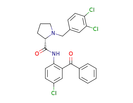 Molecular Structure of 1644308-41-7 (((S)-N-(2-benzoyl-4-chlorophenyl)-1-(3,4-dichlorobenzyl)pyrrolidine-2-carboxamide))