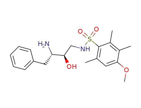 Molecular Structure of 879016-10-1 (Benzenesulfonamide,
N-[(2R,3S)-3-amino-2-hydroxy-4-phenylbutyl]-4-methoxy-2,3,6-trimethyl-)