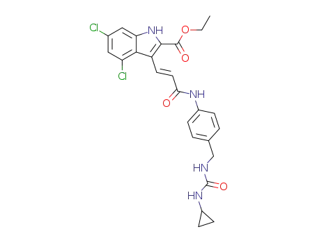 4,6-dichloro-3-(2-{4-[(3-cyclopropyl-ureido)-methyl]-phenylcarbamoyl}-vinyl)-1<i>H</i>-indole-2-carboxylic acid ethyl ester