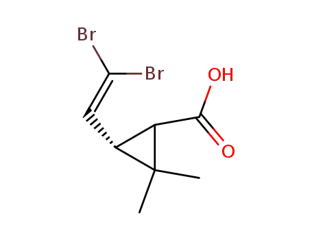 Molecular Structure of 53179-78-5 ((1R-cis)-3-(2,2-dibromoethenyl)-2,2-dimethylcyclopropane carboxylic acid)