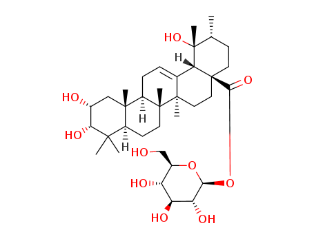 95298-47-8,Kaji-ichigoside F1,euscaphic acid 28-O-glucoside;2α,3α,19α-trihydroxyurs-12-en-28-oic acid β-D-glucopyranosyl ester;2α,3α,19α-trihydroxy-ursolic acid-28-O-β-D-glucopyranoside;2α,3α,19α-trihydroxyurs-12-en-28-oic acid 28-β-D-glucopyranosyl ester;euscaphic acid 28-O-β-D-glucopyranoside;