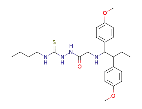 Molecular Structure of 79797-42-5 (2-({[1,2-bis(4-methoxyphenyl)butyl]amino}acetyl)-N-butylhydrazinecarbothioamide (non-preferred name))