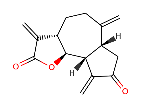Molecular Structure of 16836-47-8 (Azuleno[4,5-b]furan-2,8(3H,4H)-dione,octahydro-3,6,9-tris(methylene)-, (3aS,6aR,9aR,9bS)-)