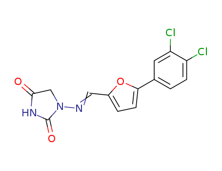 14796-28-2,Clodanolene,Hydantoin,1-[[5-(3,4-dichlorophenyl)furfurylidene]amino]- (8CI); Clodanolene; F 413; NSC186557