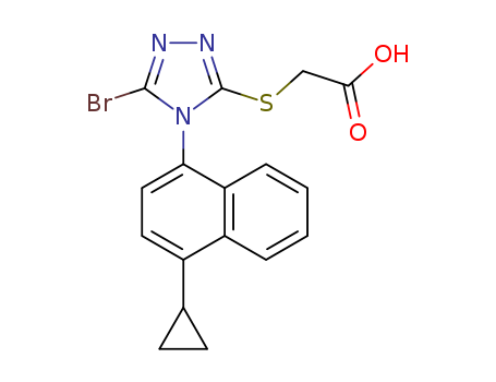 878672-00-5,RDEA 594,RDEA594;LESINURAD;CS-1389;2-[[5-bromo-4-(4-cyclopropylnaphthalen-1-yl)-1,2,4-triazol-3-yl]sulfanyl]acetic acid;